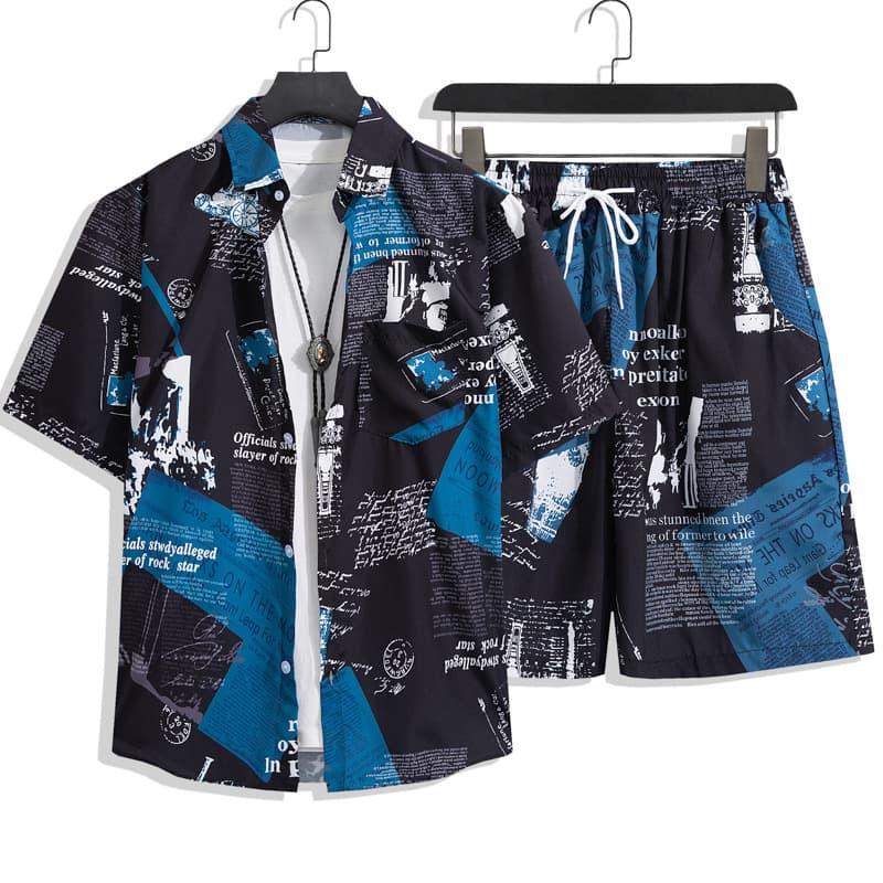 Men's Clothing Summer Short Sleeved Men's Shirt Seaside Beach Vacation Leisure Loose Shorts Men's Clothing Trend