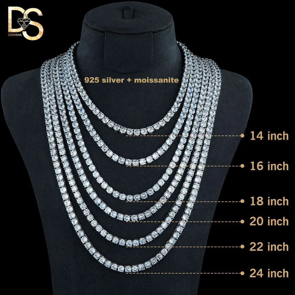 Wholesale VVS Men Moissanite Bracelet Sterling Sier Necklace Tennis Chain