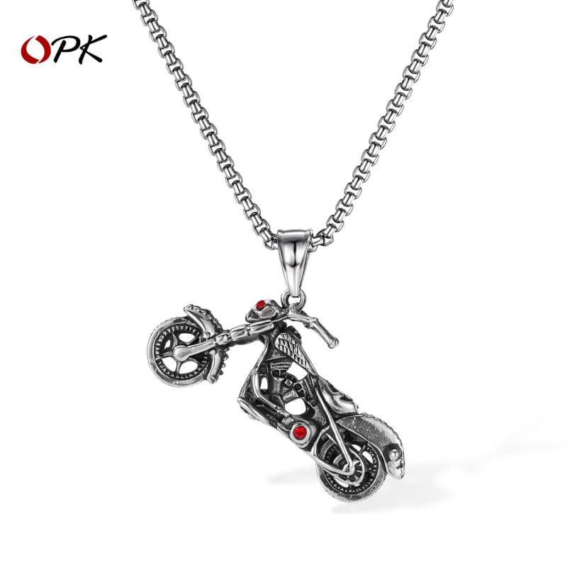Men's Jewelry Personality Necklace Stainless Steel Hip Hop Trend Punk Style Motorcycle Titanium Steel Necklace