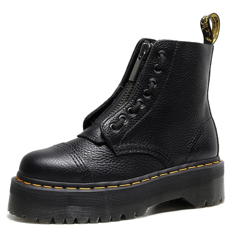 Chaussures pour hommes à deux semelles épaisses et à 8 trous 1460 Martin Boots Sinclair à fermeture éclair sur le devant et première couche à
