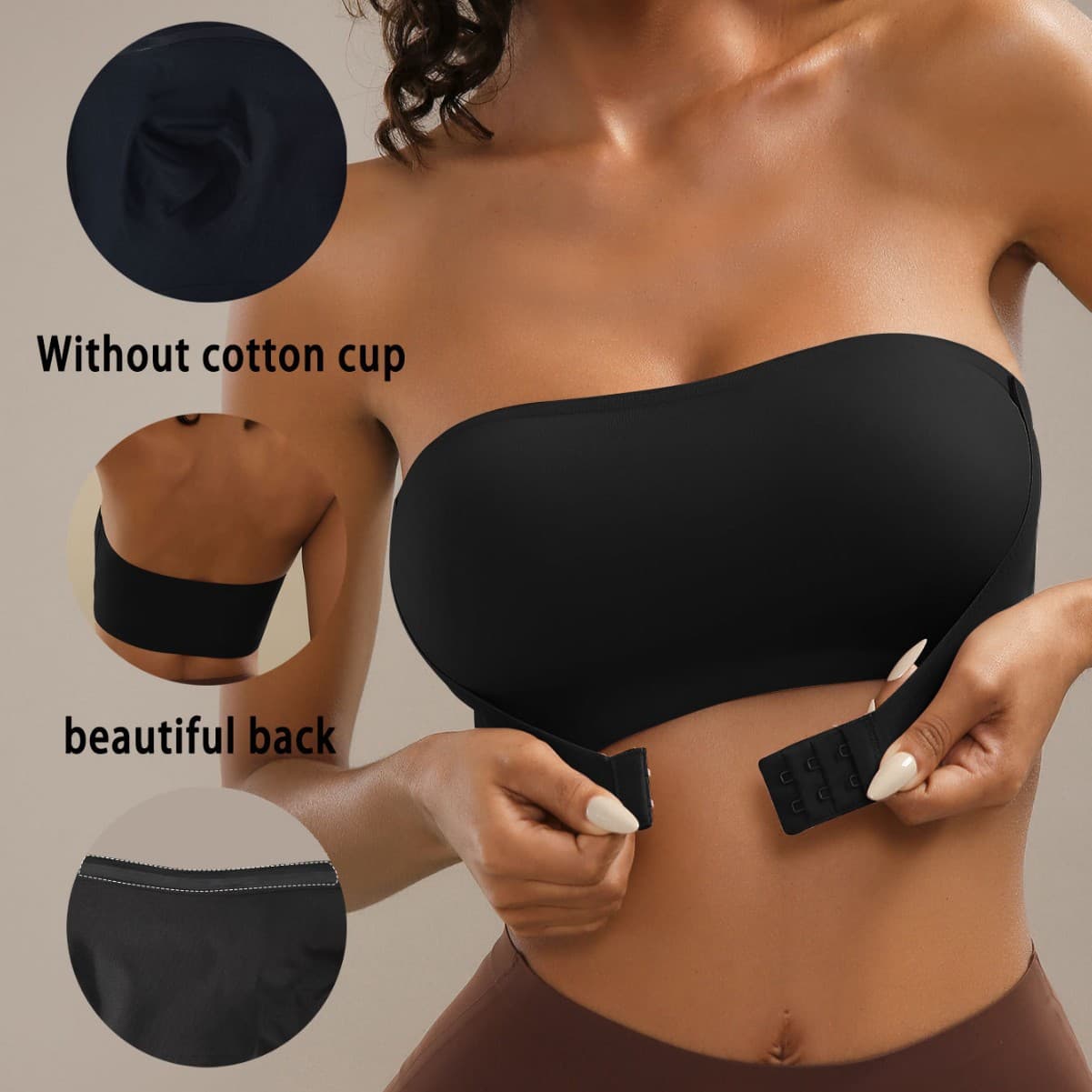 Soutien-gorge push-up sans bretelles pour femme, bustier sans coutures avec fermeture sur le devant, bralette confortable sans armatures