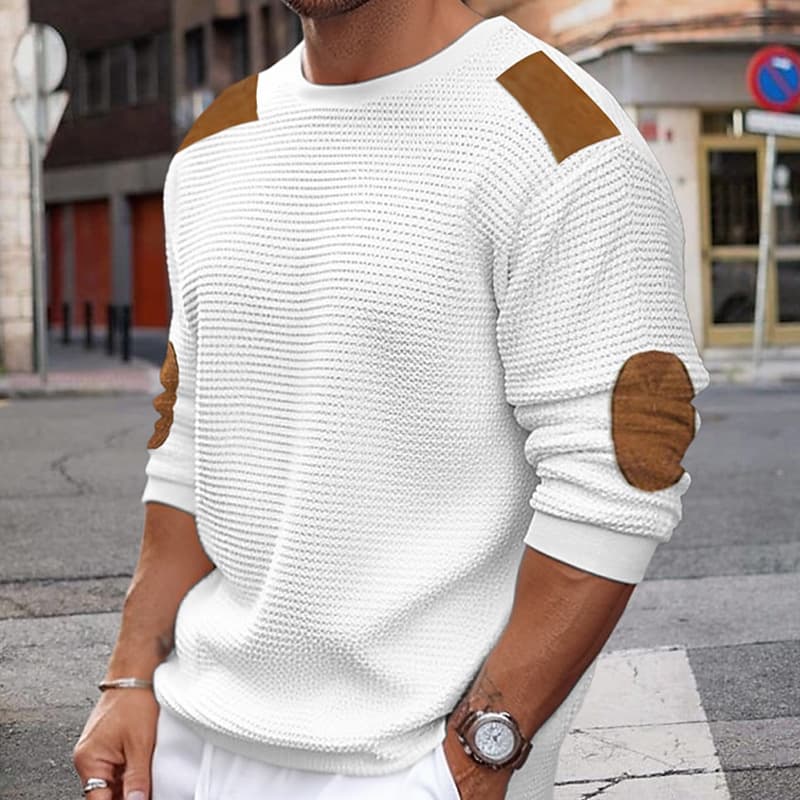 Men's Clothing autumn and winter new men's knitted sweater round neck long sleeve stitching pullover sweater slim sweater