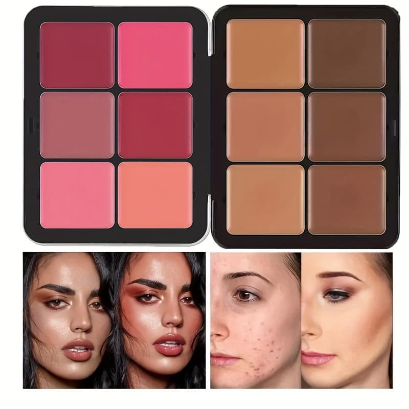 Hot sale 12 color iron box blush tray a box of multi color matte multi color concealer rouge cream