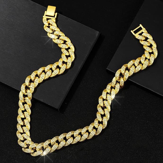 New Cuban Chain Hip Hop Bubble U-shaped Men's Necklace Bracelet Rap Singer Same Style Exaggerated Jewelry