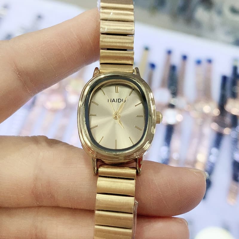 Oval nail sheet steel band ladies watch casual simple net red watch live gold women's watch