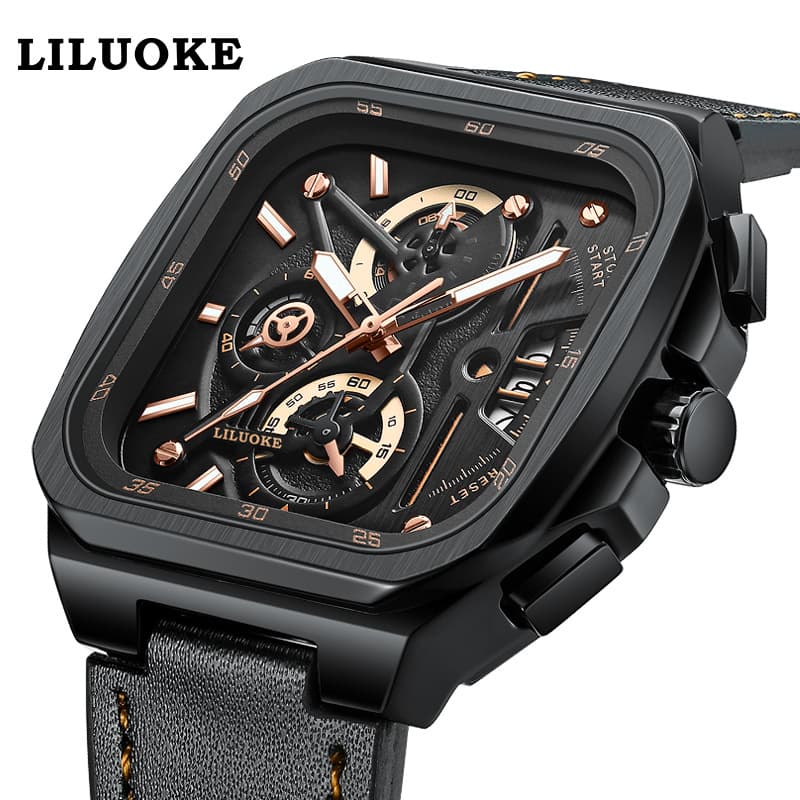 Quartz Rock Non-Mechanical For Men, Luminous Waterproof Square High-End Men's Watch