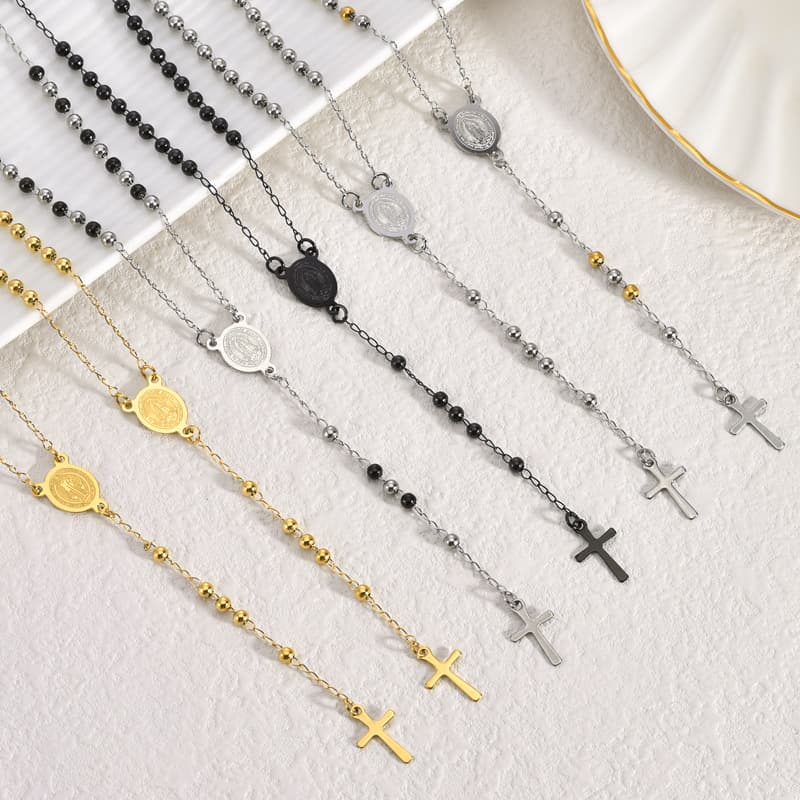 Pendant Necklaces Elegant Retro Personalized Popular Clavicle Chain Stainless Steel Niche Design Virgin Cross Necklace For Women