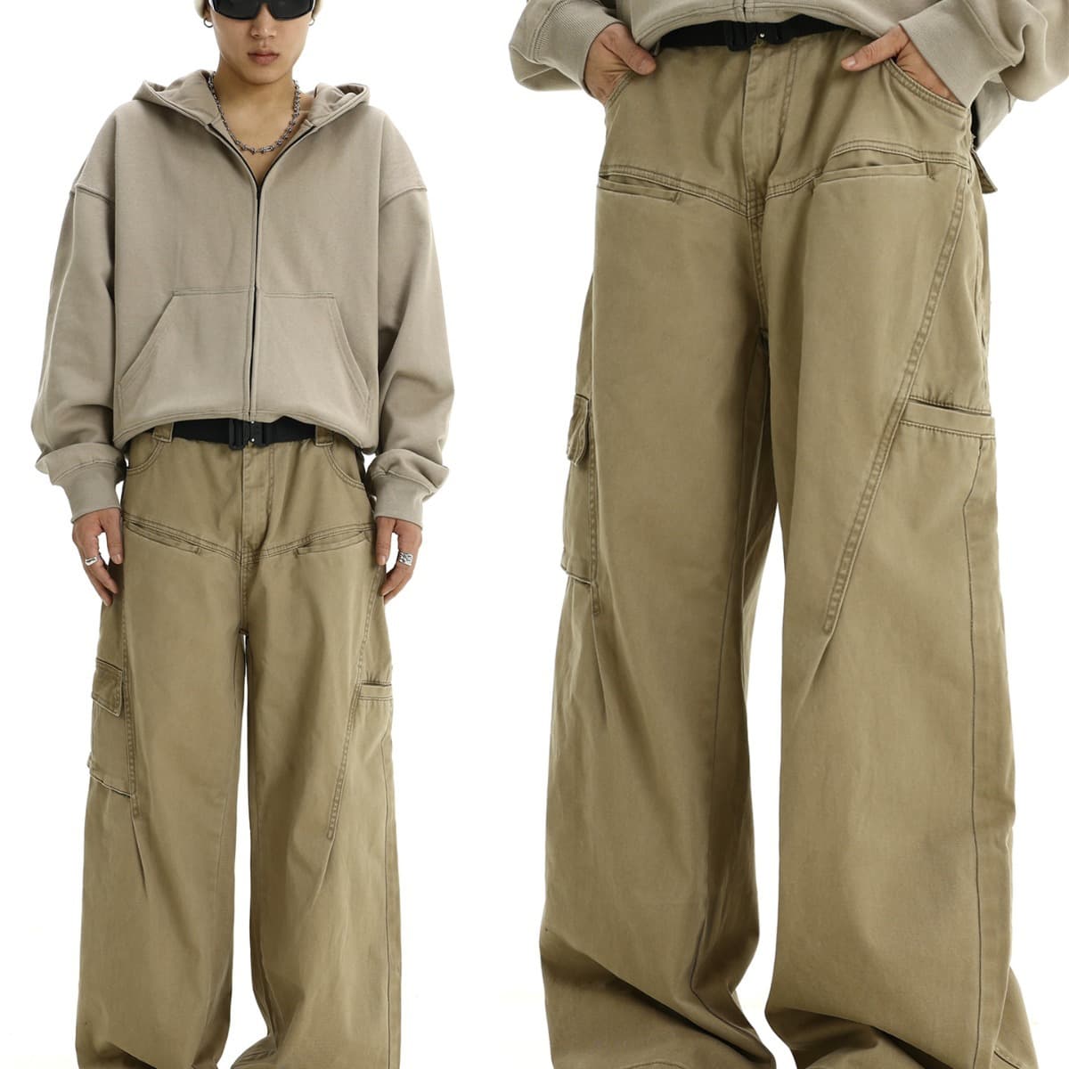 American Retro Washed Wide-Leg Cargo Logging Unisex Trendy Brand Straight Loose Casual Pants 2024 New Trend