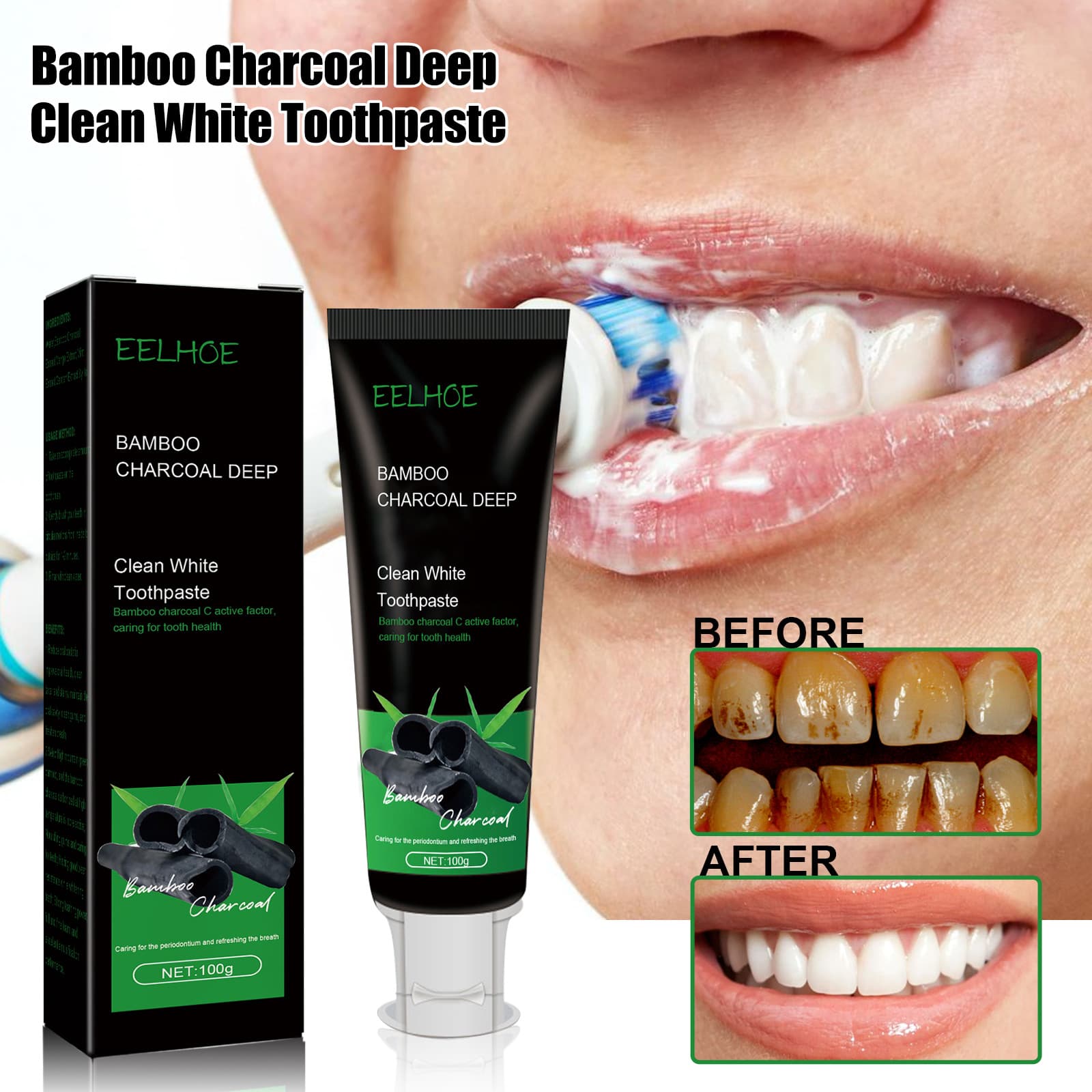 Bamboo Charcoal Deep Whitening Cleansing Stains, Oral Odor, Brightening, Whitening, and Tooth Care Toot 2024