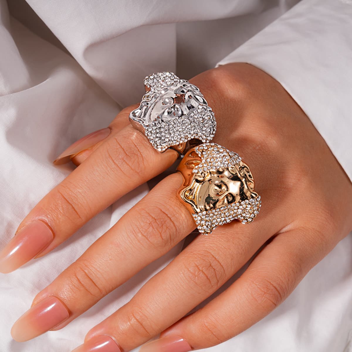 European And American Fashion Diamond-studded Portrait Niche High-end Fashion Exquisite Finger Rings, Light Luxury