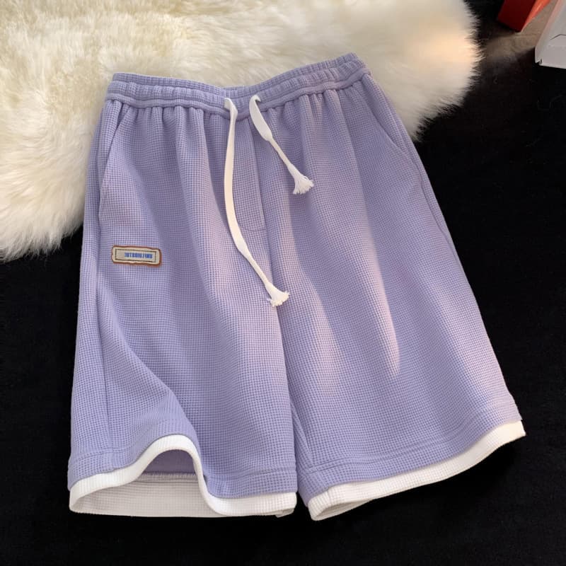 Women's Clothing Waffle Label Casual Sports Shorts For Women Summer New Loose Versatile High Waist Slim Wide Leg Straight Pants