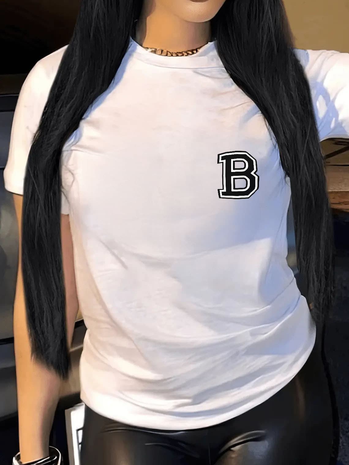 Women's Cotton Letter Printed Large Loose Fitting Short Sleeved T-shirt