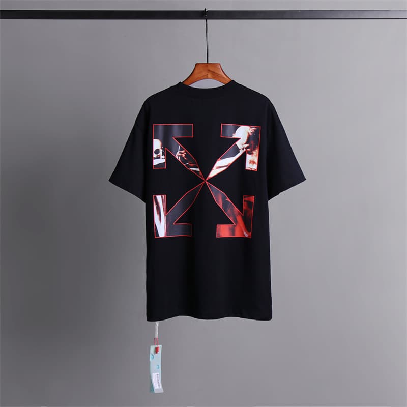 L'expérience de longue date de l'utilisation du ruban adhésif OFF avec impression de flèche OW T-shirt à manches courtes pour homme, coupe ample,