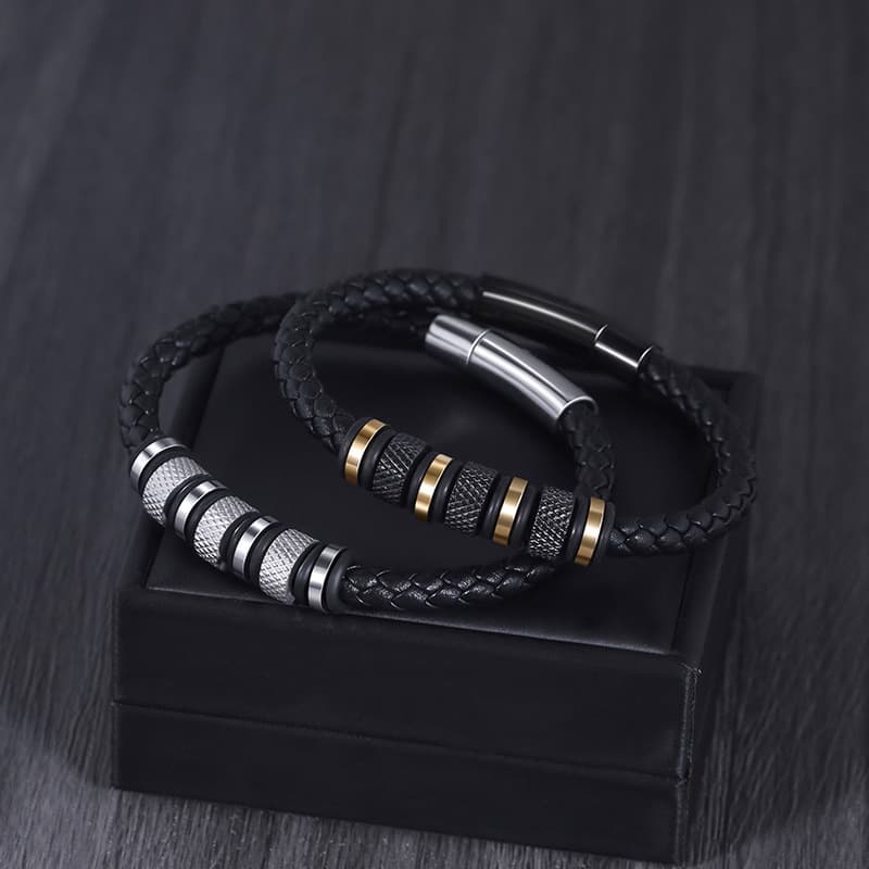Men's Braided Leather Bracelet - Handmade Genuine Cowhide Wristband For Casual & Stylish Look - Adjustable Sizes 18-20cm