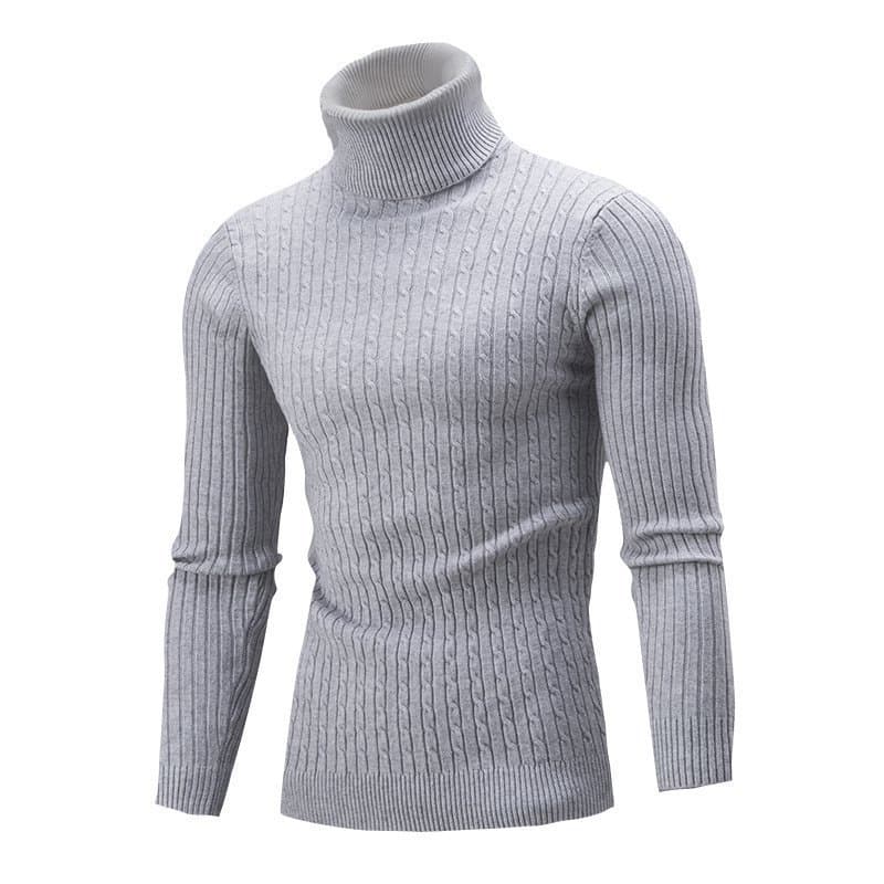 Men's Clothing Turtleneck Pullover Sweater Slim Bottom Shirt Men's Twisted Casual Sweater