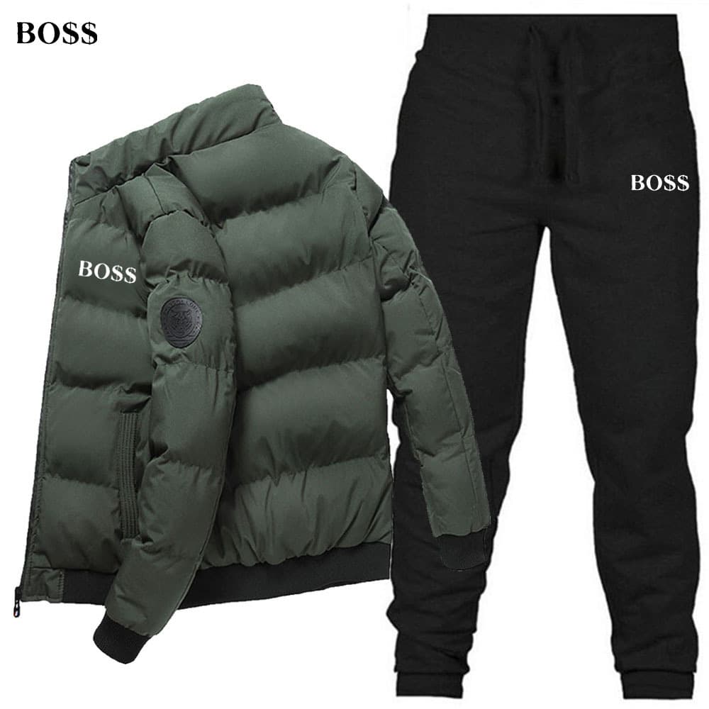 Nouveaux hommes coton veste + pantalon couleur unie imprimé ensemble de sport décontracté