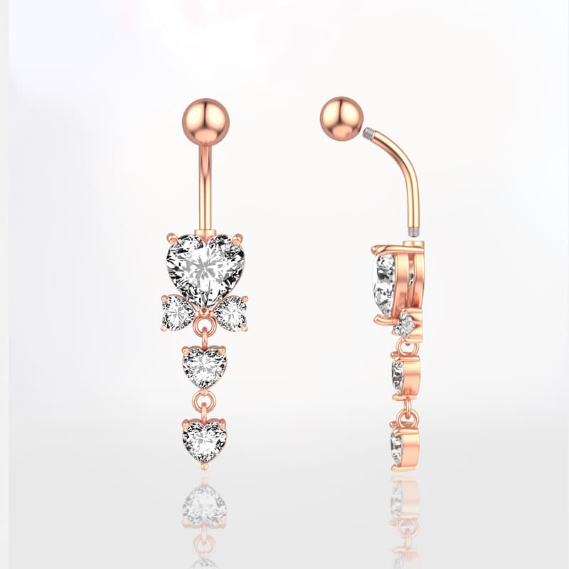 Explosions chain five-pointed star zircon belly button ring belly button nail piercing jewelry