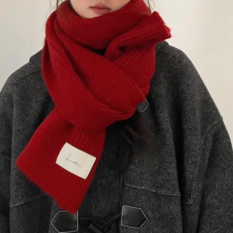 for Women Korean Version Thickened Warmth Women's Atmosphere Solid Color Small Label Scarf Simple Versatile Knitted Wool