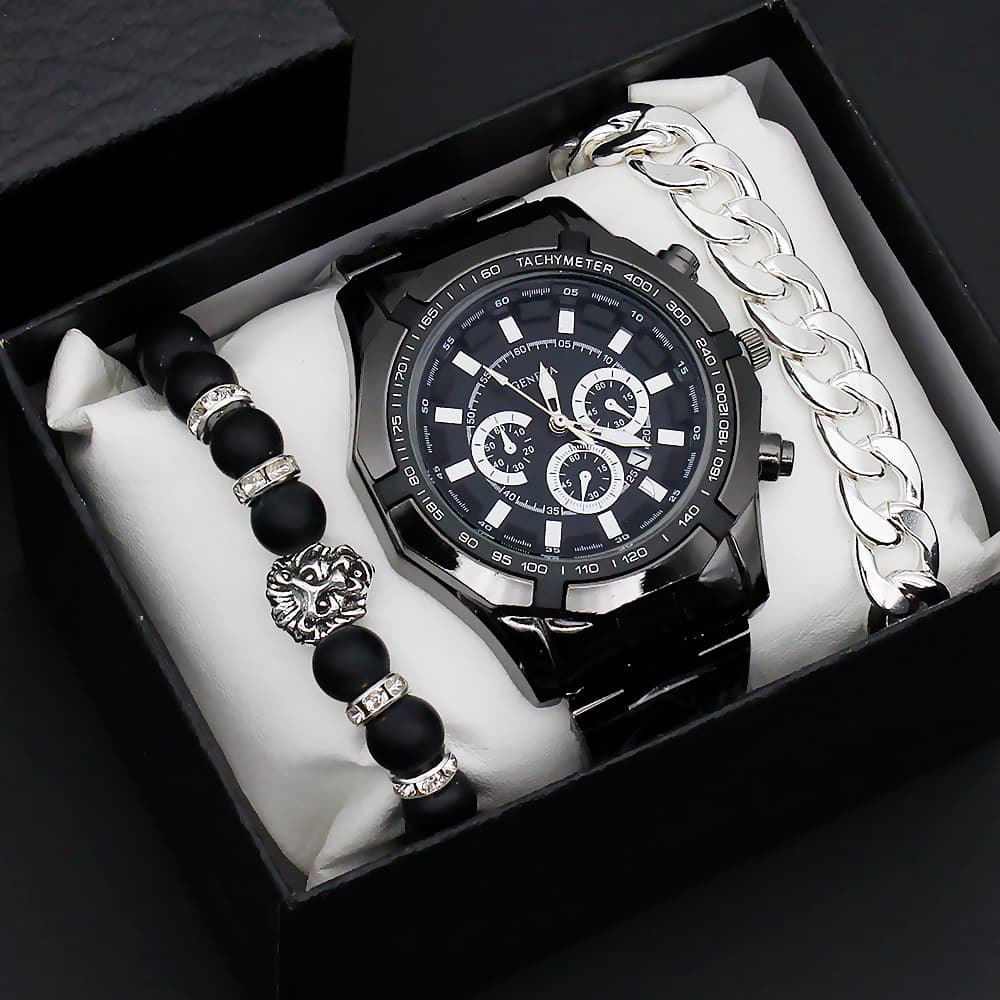 Wriswatch Men New Style Watch Men's Fashion Three Eye Decoration Men's Watch Business Calendar Steel Belt Quartz Watch