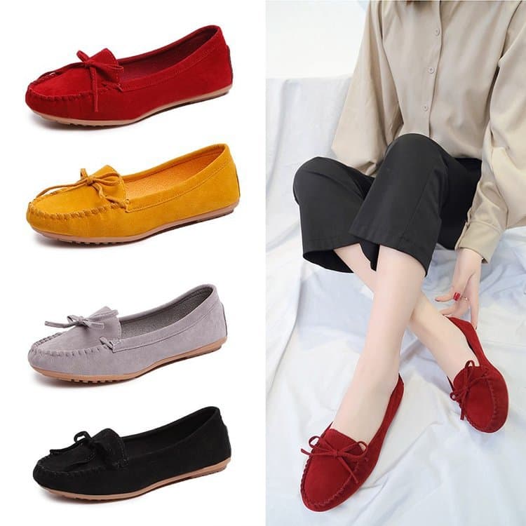 Bean Spring And Autumn New Bow Flat Sole Single Round Toe Pregnant Women's Large 43 Shoes