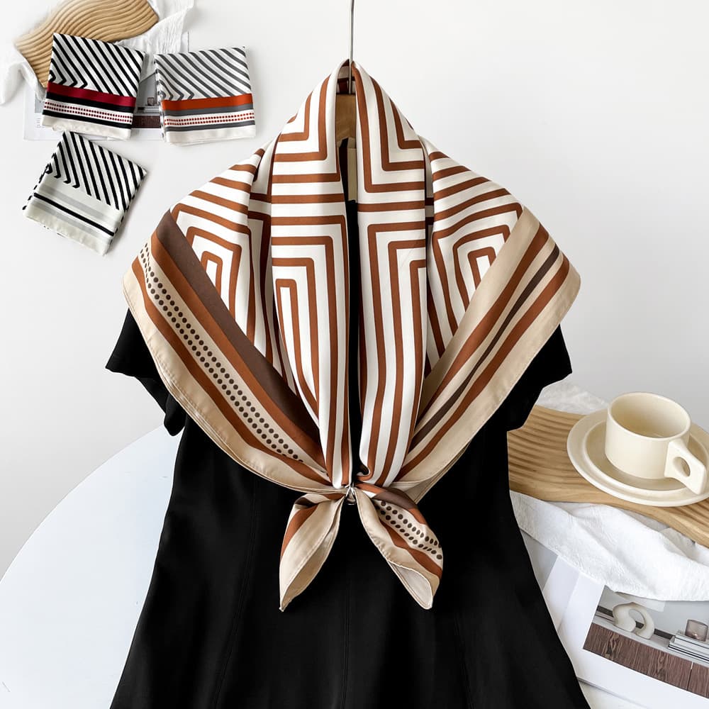 90 Cm Striped Summer Thin Shawl Lightweight Breathable Sun Protective Twill Square Scarf For Women