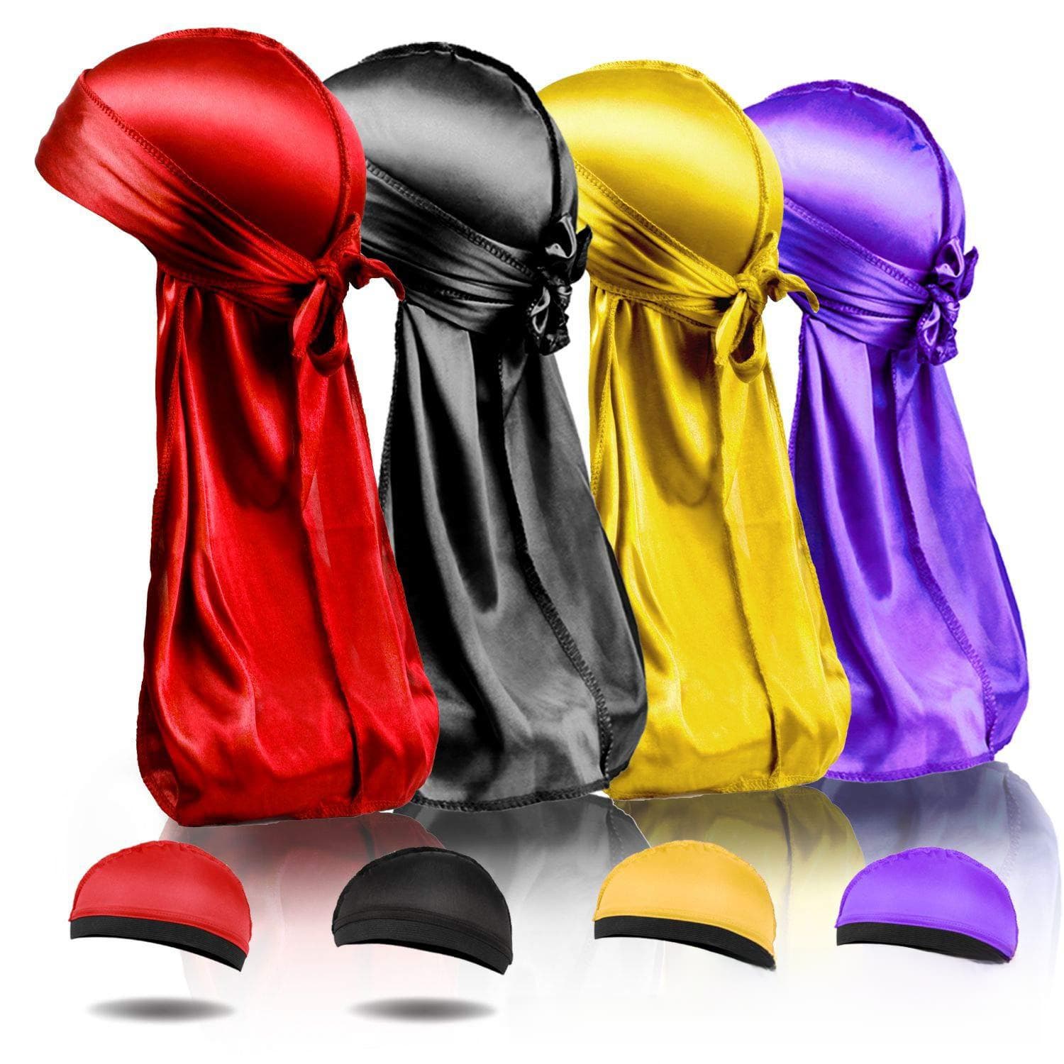 Unisex Satin Elastic Toe Cap Pirate Hat Artificial Silk Thick Long Tail For Men And Women Casual Streetwear Retro Adjustable Cap