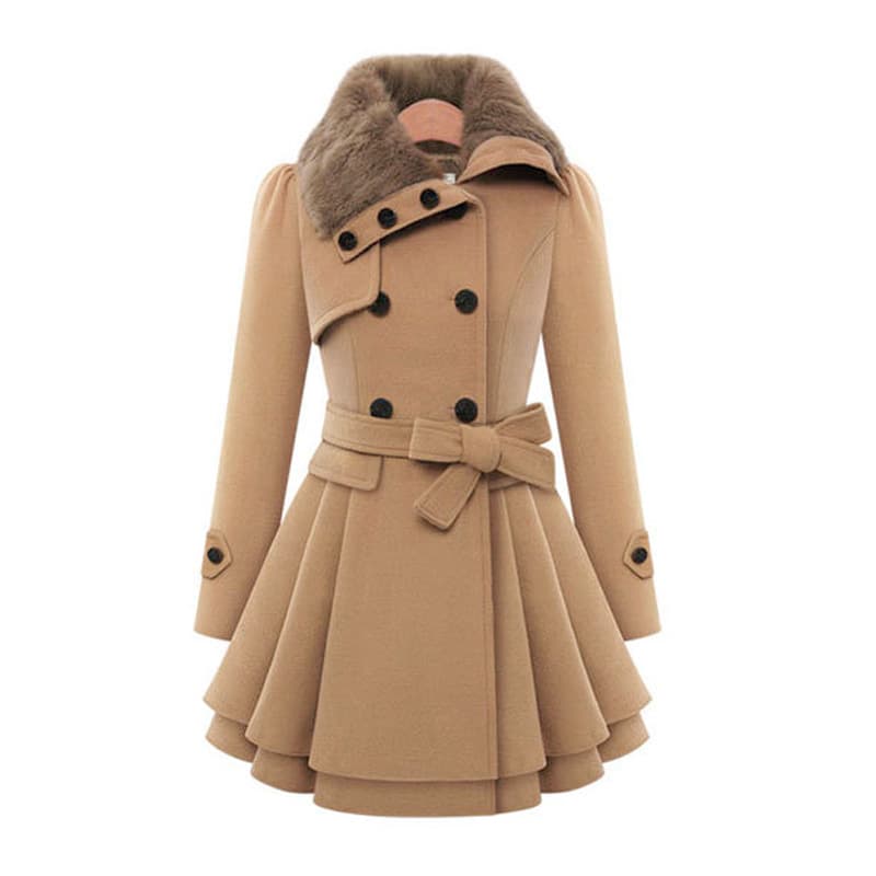 Women's Long Woolen Coat Double-breasted Woolen Coat Trench Coat