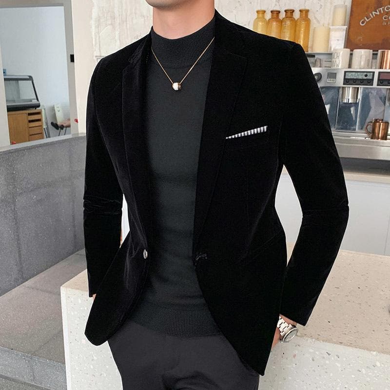 Autumn And Winter Down Men's Bury Suit Jacket Formal Dress Solid Color Plus Size