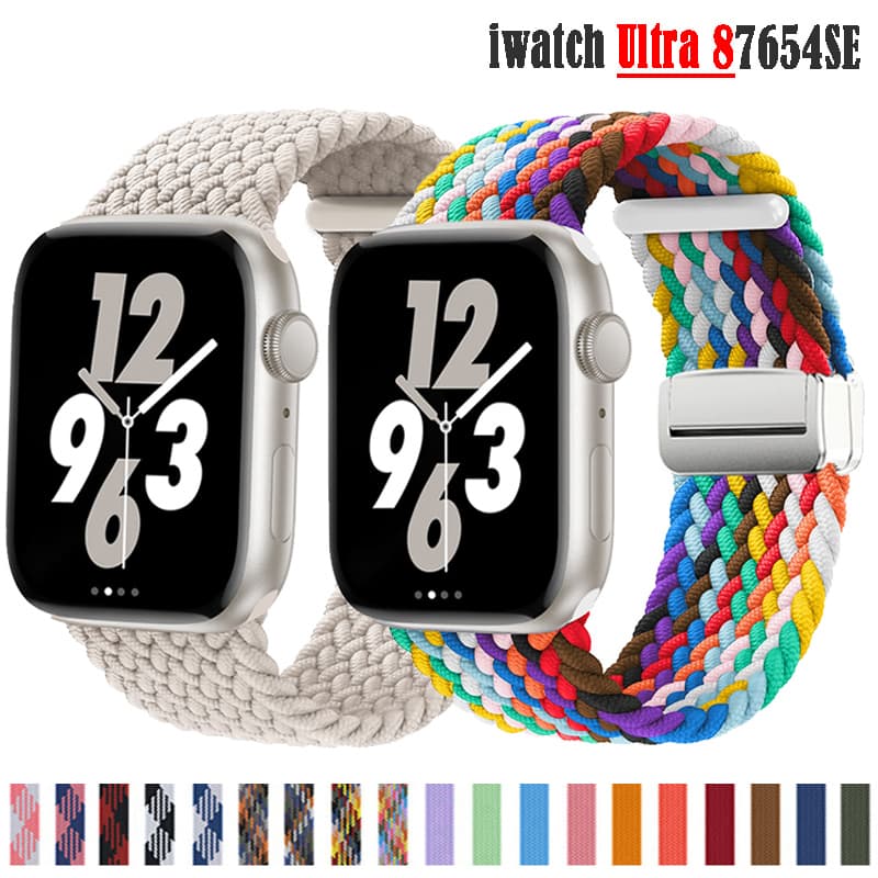 Magnetic Buckle for Apple Watch Ultra 49mm Braided Solo Loop Band IWatch Series 8 7 SE 6 5 4 3 Strap 44mm 40mm 45mm 41mm 42 38mm