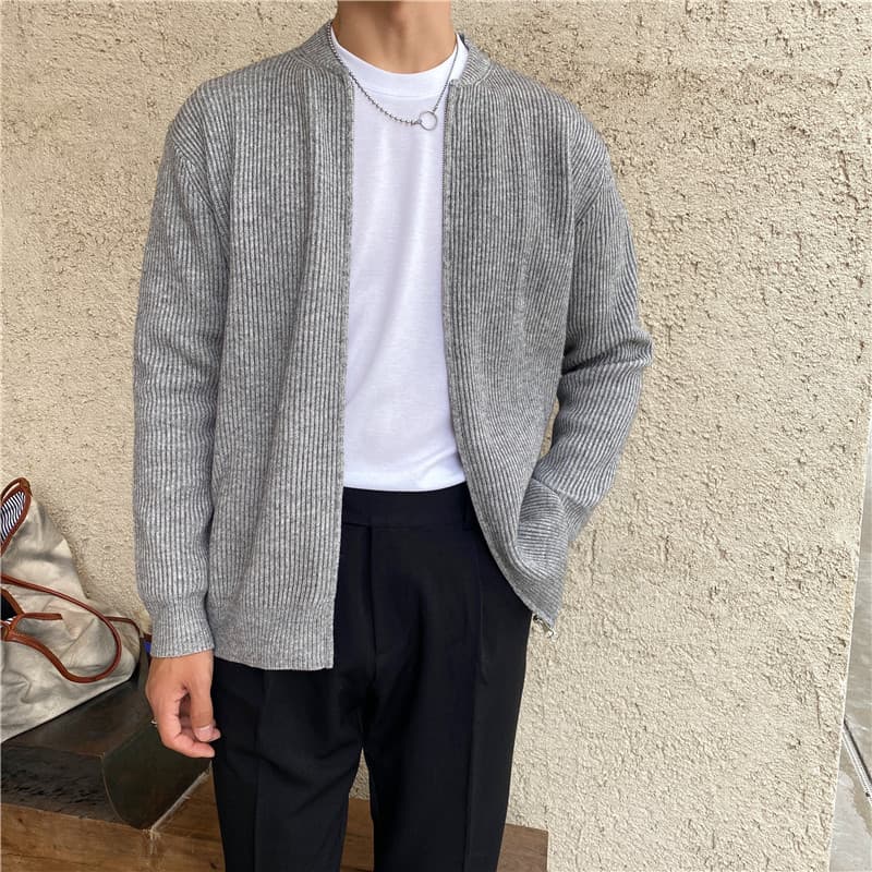 Men's Clothing Autumn Zipper Cardigan Men's Knitted Sweater Loose Trendy Casual Outerwear Sweater Men's Thin Jacket