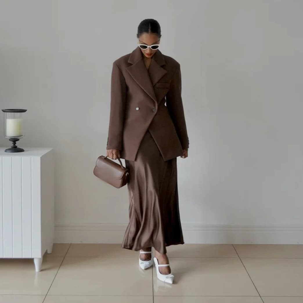 Women's Clothing hot selling lapel high waist slim fit solid color button suit jacket
