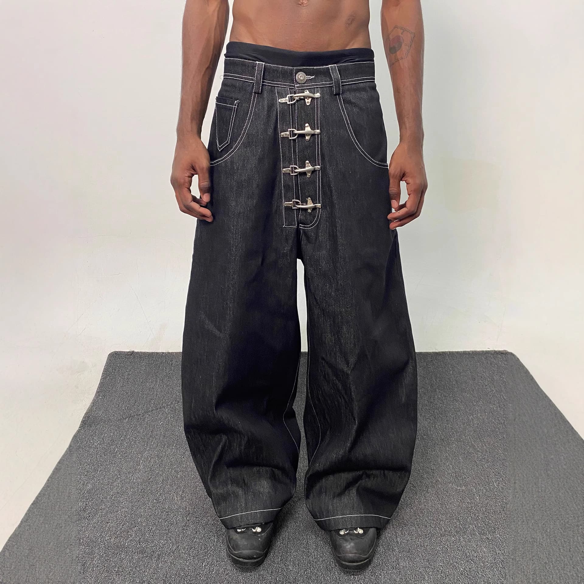 Vintage Button-fly Baggy Jeans For Men & Women - Retro High Waisted Loose Fit Denim Pants With Straight Leg