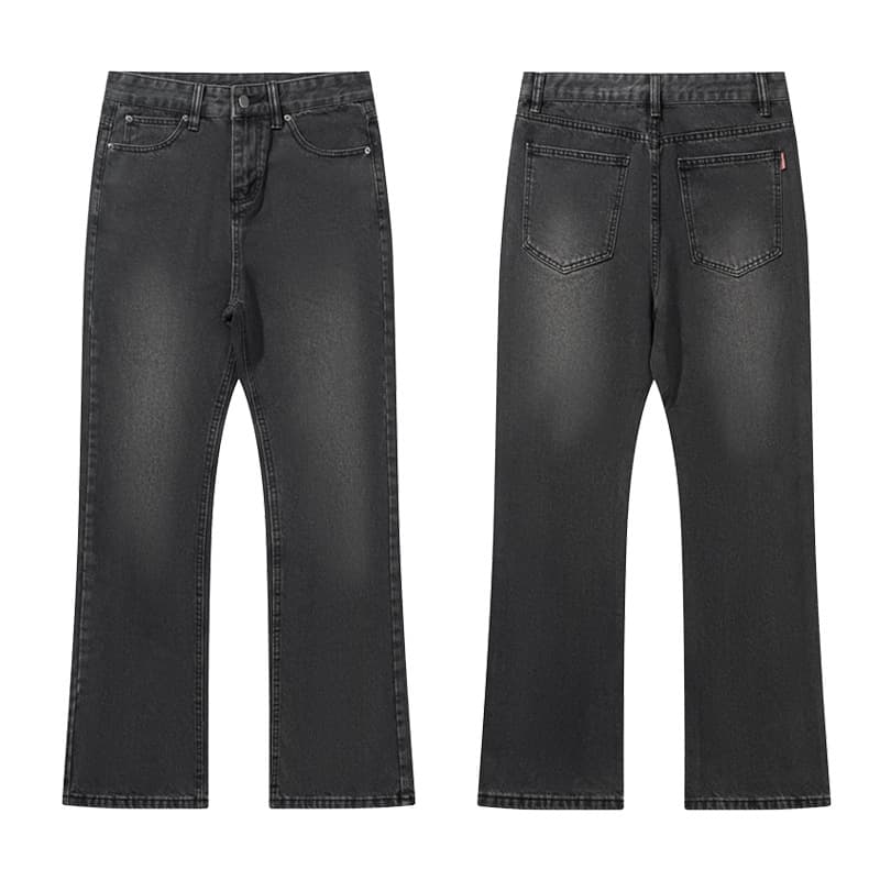Men's Clothing Washed Distressed Grey Straight Leg Casual Versatile Fashion Simple Flared Jeans