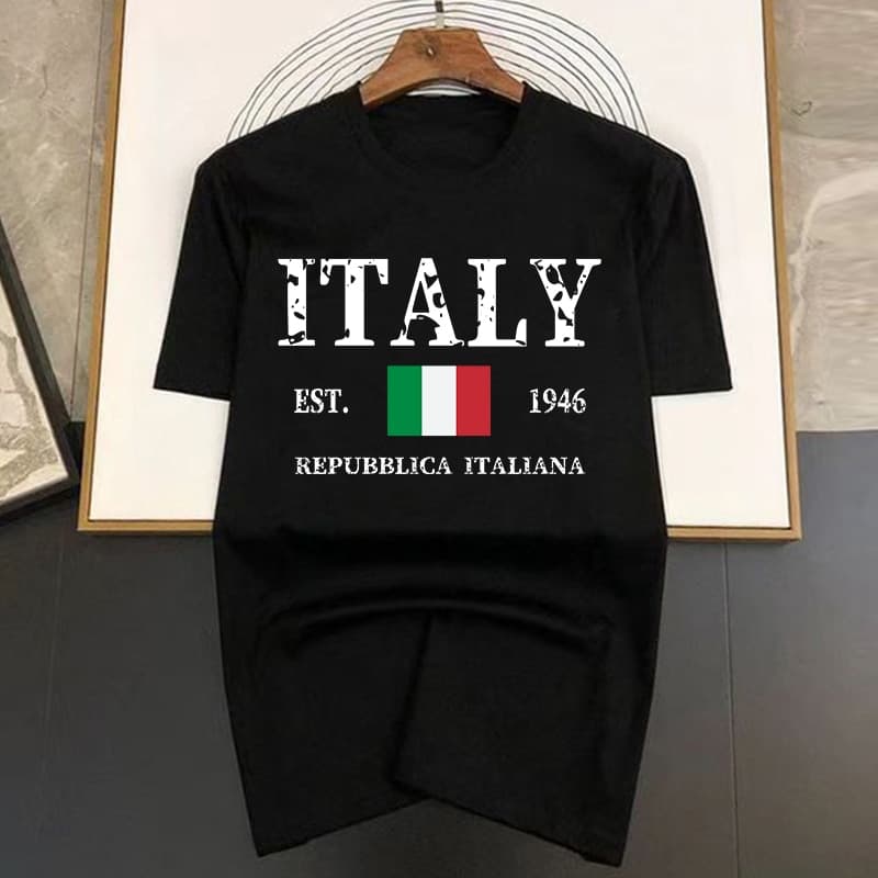 Letter Italy Mens Hip Hop T-shis 2023 New Summer Funny Multicolor Printed Cotton Breathable Tees Tops Man Fashion