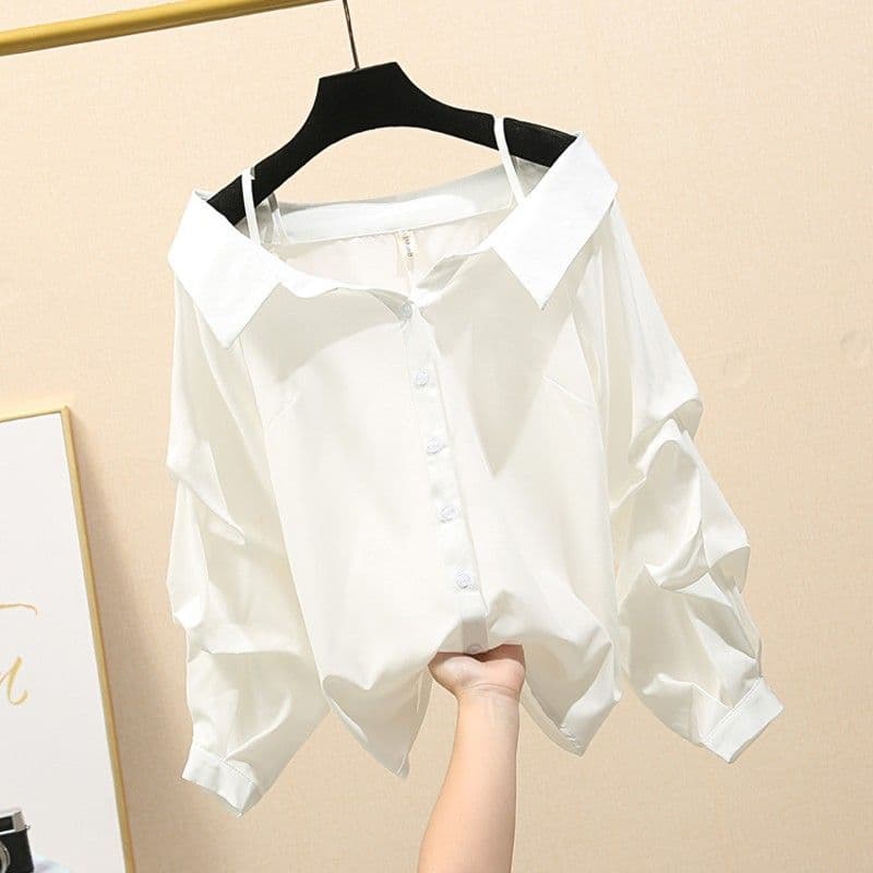 Women's Clothing One Shoulder Tops For Women Early Autumn New Design Niche Shirts Stylish And Careful Collarbone Revealing Shirts
