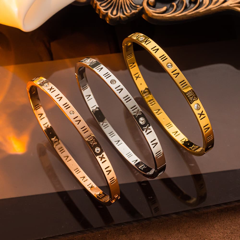 Titanium steel bracelet women's Roman numerals simple fashion wholesale personalized trendy bracelet men and women the same style couple bracelet