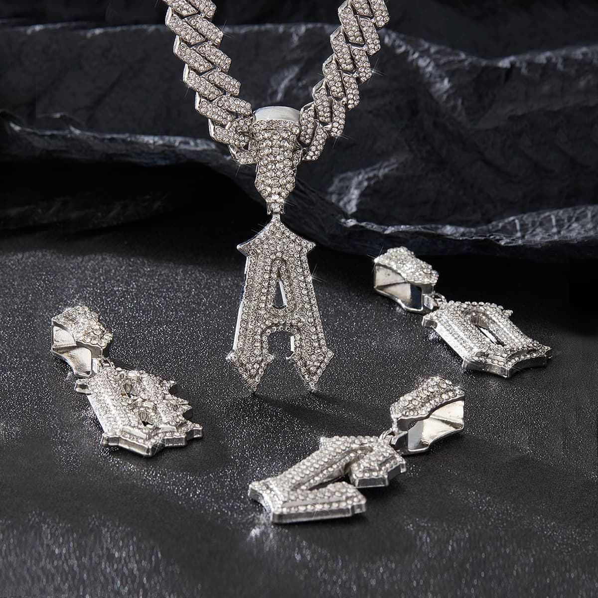 New Sword Letter Necklace Instagram Hip Hop Pendant Cool and Versatile Cuban Chain