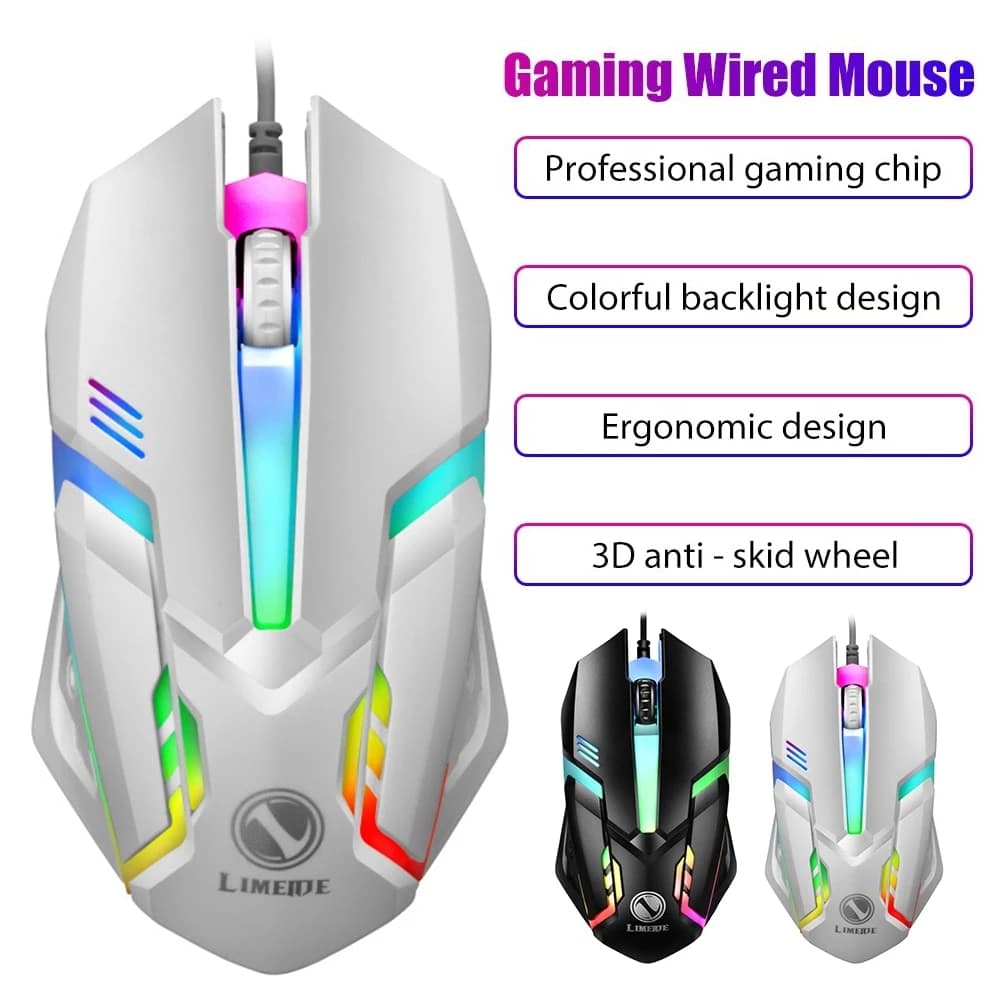 LED Luminous Backlit USB Wired For Desktop Laptop Mute Office Computer Gaming Mouse
