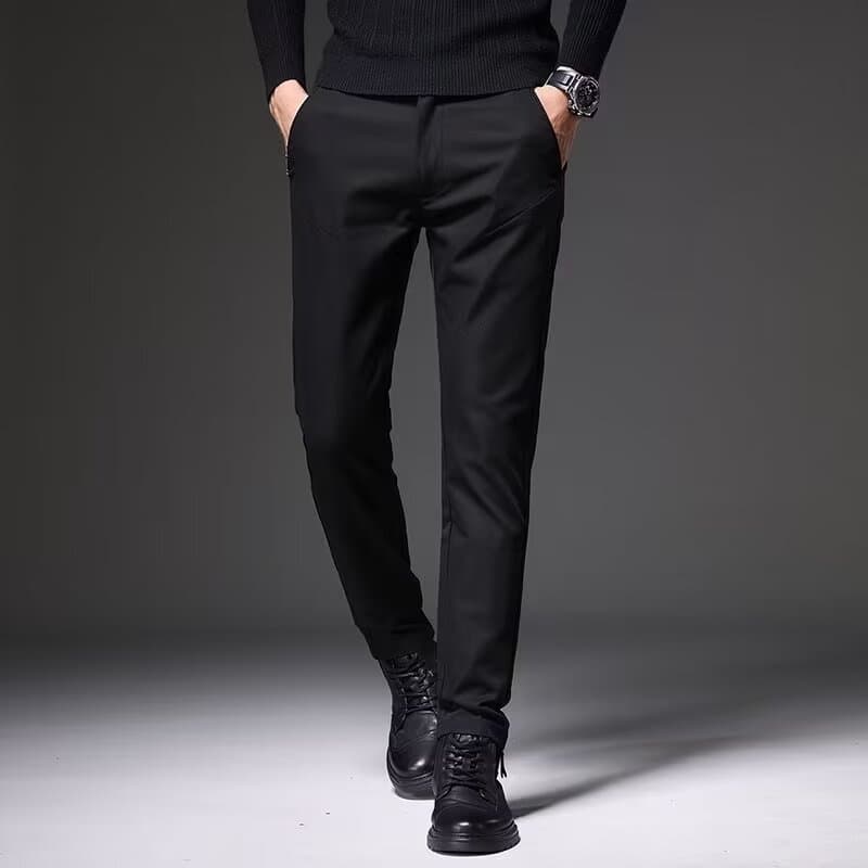 2024 New Elastic Casual Slim Fit, Straight Tube Business Suit, Summer Thin Draping Ice Silk Pants, Men's