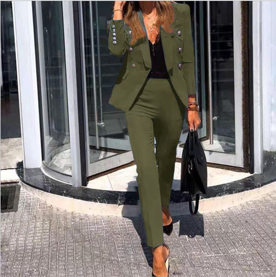 Women's clothing spring and autumn new solid color fashion two-piece suit suit