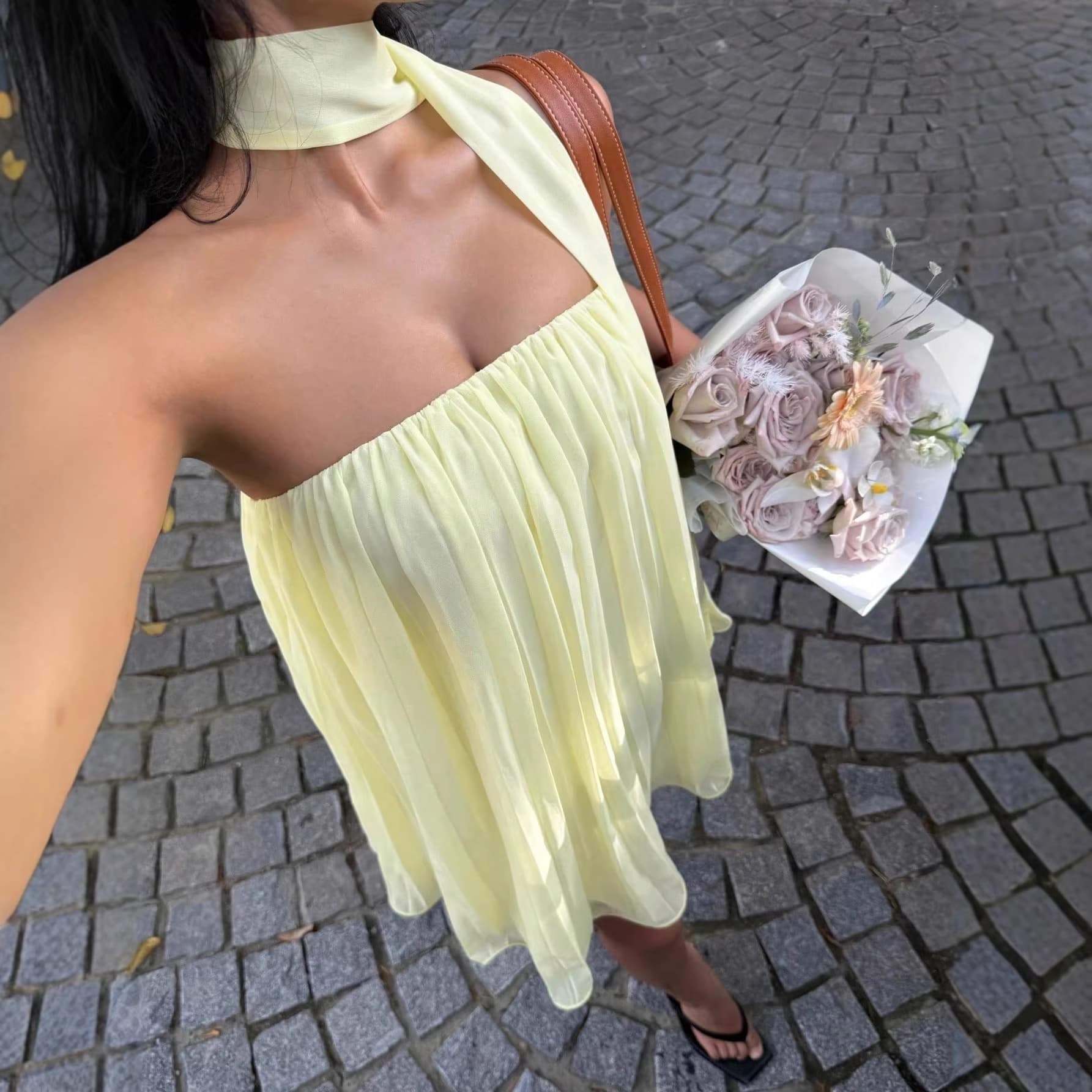 Ng2510292 2026 European And American Cross-border Hot-selling Women's Fashion Backless Elegant Sexy Chiffon Dress For Independent