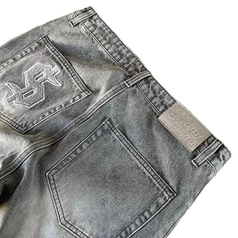 European And American Fashion Retro American High Street Washed Old Rough Edge Jeans Personalized Street Casual Straight-leg Pants