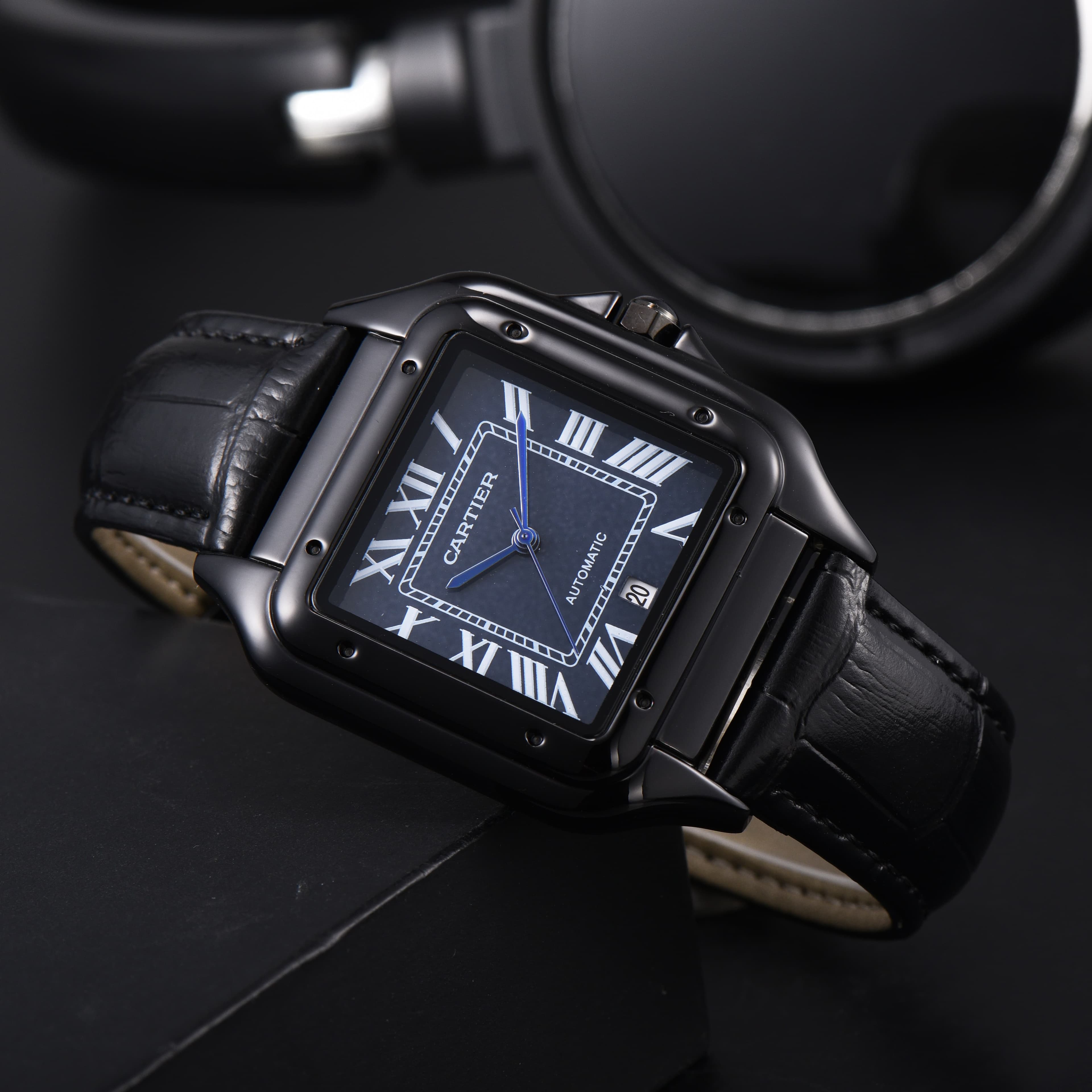 Montre homme à mouvement quartz, design carré classique, tendance incontournable