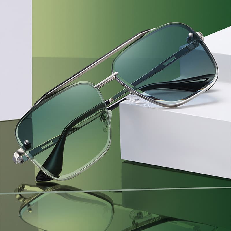 New Gradient Sunglasses For Men Fashion Metal Big Frame Sun Glasses Brand Design Luxury Glasses
