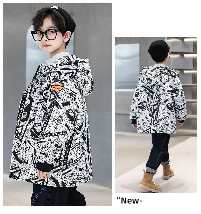2024 New Middle and Large Children's Clothing Boys' Winter Plush Thickened Pie Overcomes Rabbit Hair Cotton Coat
