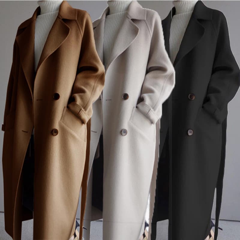 Women's Clothing mid length waist student double sided woolen coat