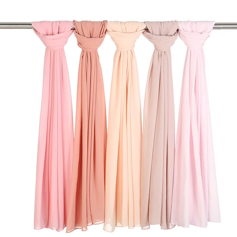 Women's Scarves Monochrome Pearl Chiffon Bubble Scarf Gauze Long Scarf Women Solid Color Malaysian Headscarf Scarf YW16