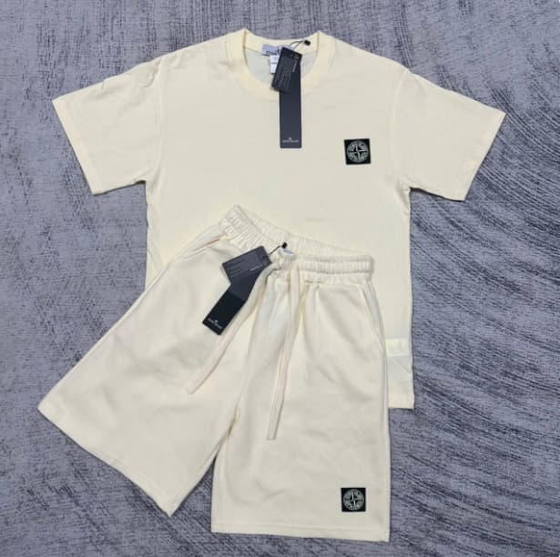 Short STONE à insigne boussole transfrontalier, pantalon décontracté mi-long, ensemble de sport ample à manches courtes pour l'été