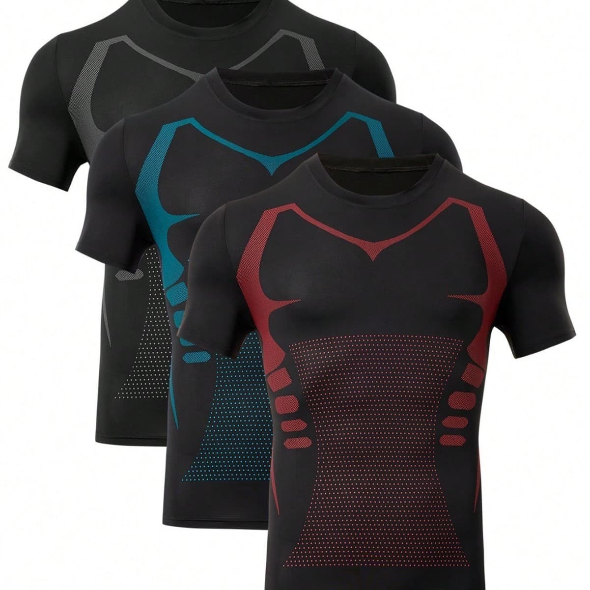 Men's Quick-Dry Workout T-Shirt, Slim Fit Breathable Gym Shirts With Graphic Print, Stretch Active Training Tee