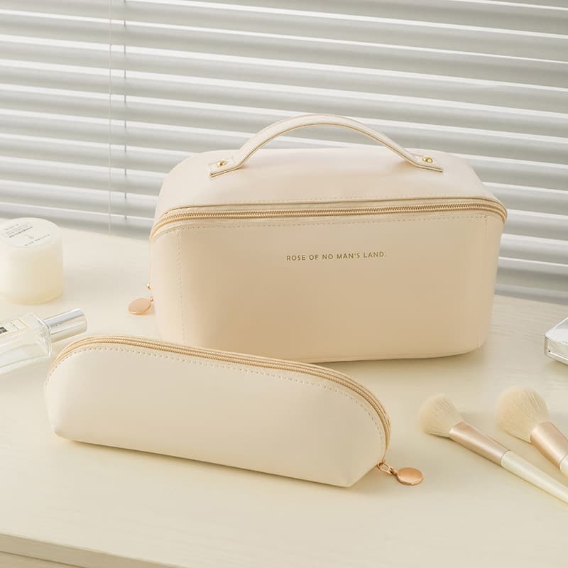 2pc Large Capacity Makeup Bag Brush Bag Travel Portable Cosmetic Bags Toiletry Bag